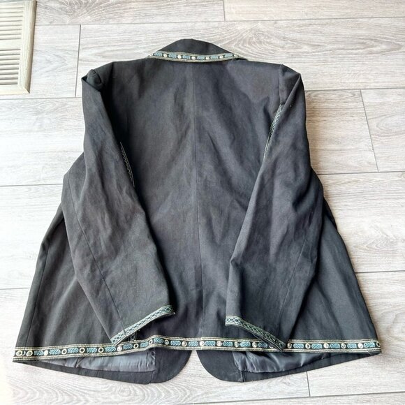 Vintage ANN CARSON Linen Blend Denim Embroidered Sequins  Western Jacket - Picture 14 of 16